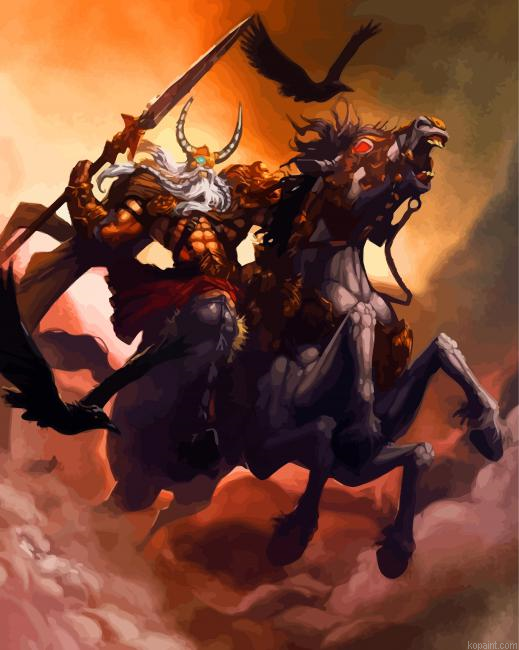 Fantasy Odin On Horse Painting By Numberss.png