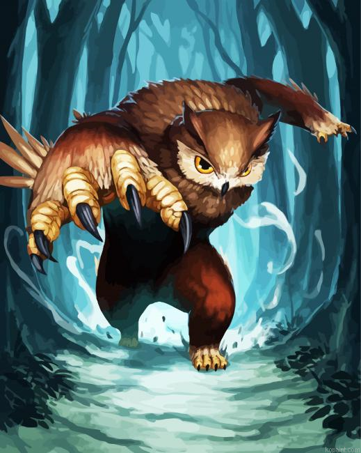 Fantasy Owlbear Monster Painting By Numberss.png