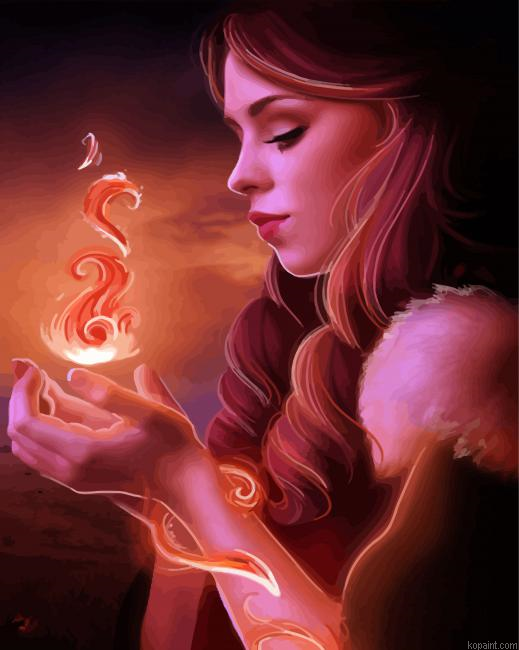 Fantasy Pyrokinesis Girl Painting By Numberss.png