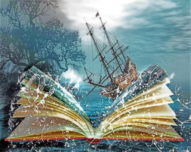 Fantasy Sea Book Ship Painting By Numberss.png