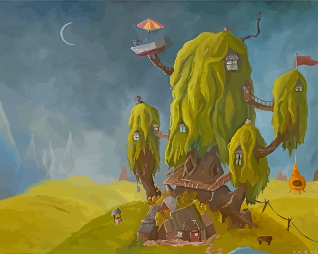Fantasy Tree House Painting By Numberss.png