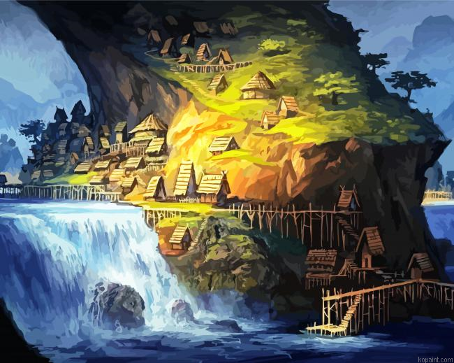 Fantasy Village Art Painting By Numberss.png