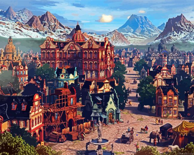 Fantasy Village Buildings Painting By Numberss.png