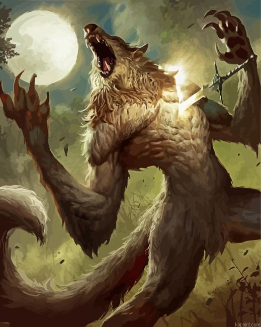 Fantasy Werewolf Howling Painting By Numberss.png