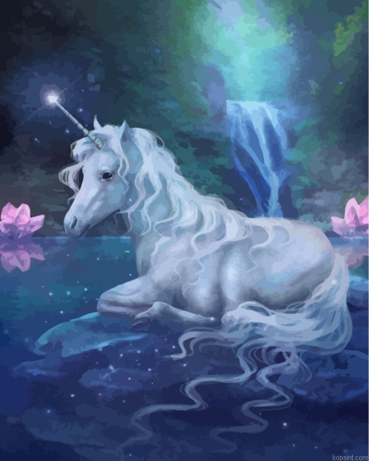 Fantasy White Unicorn Painting By Numberss.png