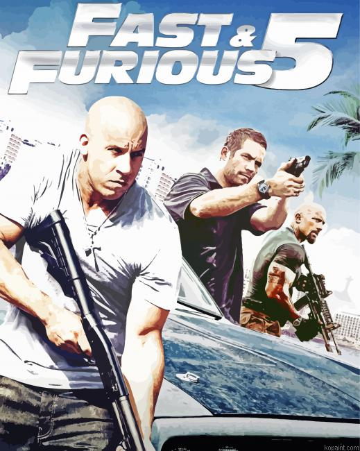 Fast And Furious Five Poster Painting By Numberss.png