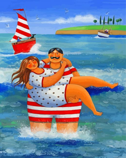 Fat Couples On The Beach Painting By Numberss.png