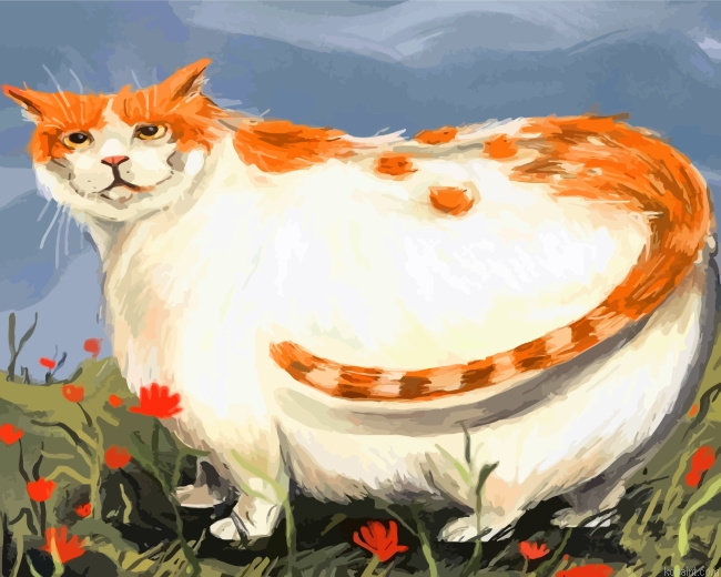 Fat Domestic Long Haired Cat Paint By Numbers