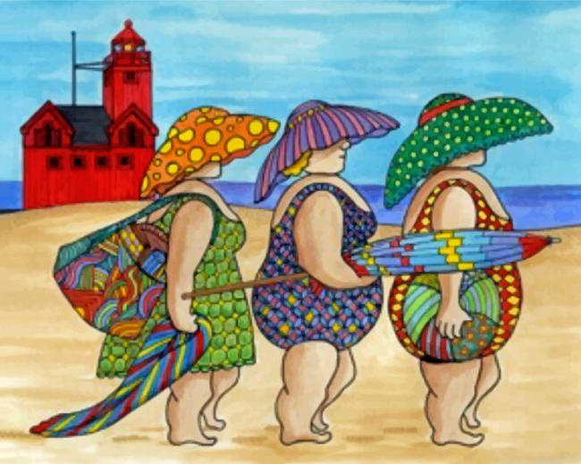 Fat Ladies In The Beach Painting By Numberss.png