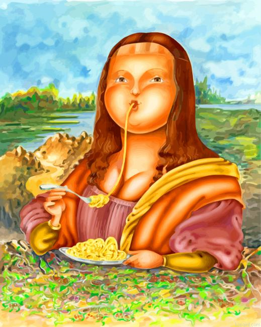 Fat Mona Lisa Eating Pasta Painting By Numberss.png