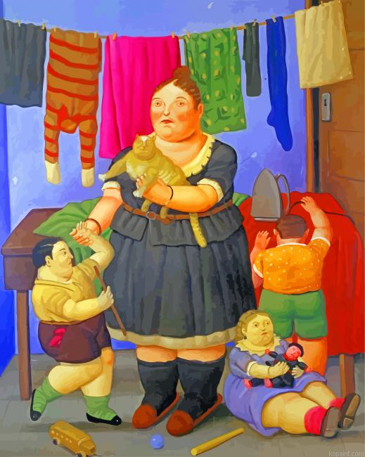 Fat Mother And Children Painting By Numberss.png