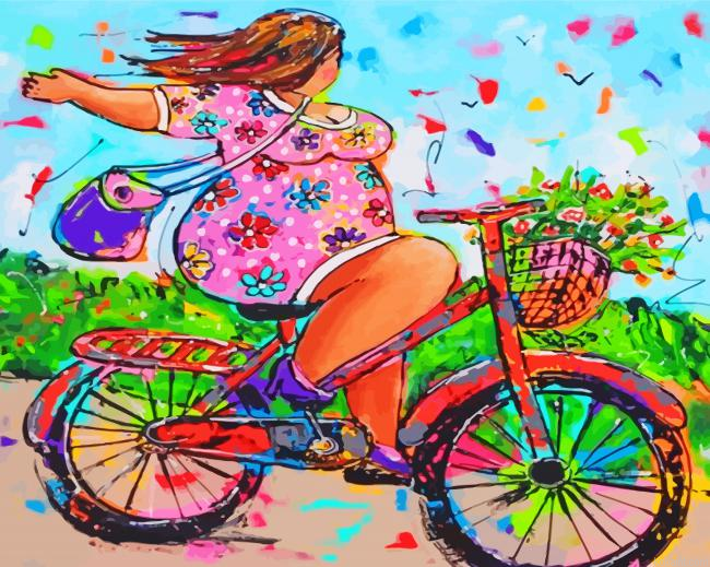 Fat Woman On Bicycle Painting By Numberss.png