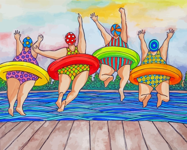 Fat Women Enjoying The Summer Painting By Numberss.png