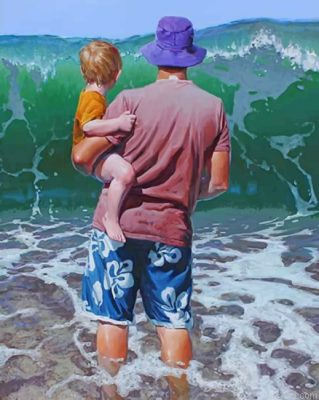 Father And Son On The Beach Painting By Numberss.png
