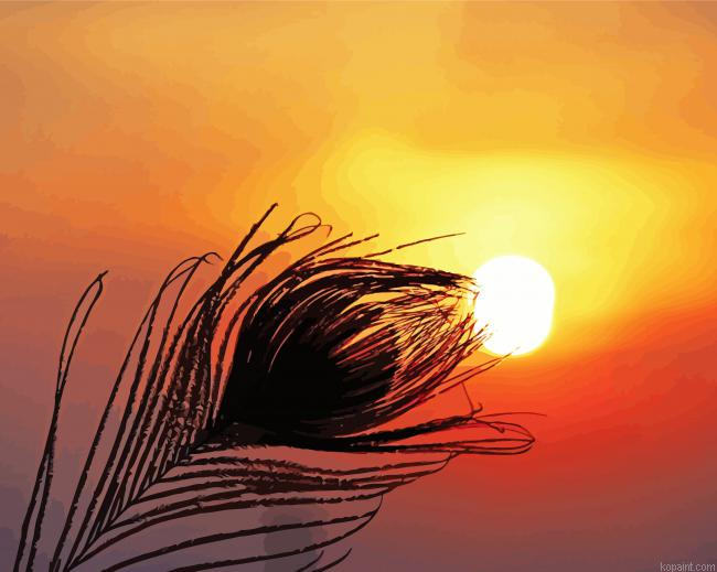 Feather Silhouette At Sunset Painting By Numberss.png