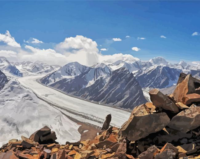Fedchenko Glacier Tajikistan Painting By Numberss.png