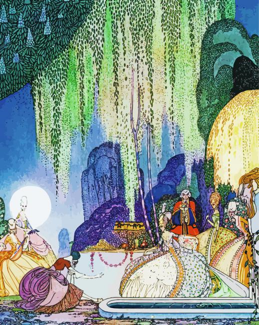 Felicia Looks At The Queen Of The Forest Kay Nielsen Painting By Numberss.png
