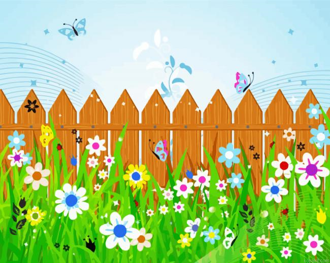 Fence And Flowers Painting By Numberss.png
