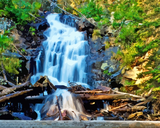 Fern Rocky Mountains Waterfall Painting By Numberss.png