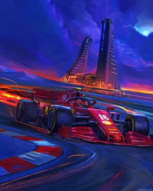 Ferrari Car Racing Painting By Numberss.png