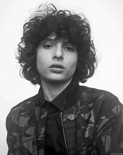 Finn Wolfhard Black And White Painting By Numberss.png