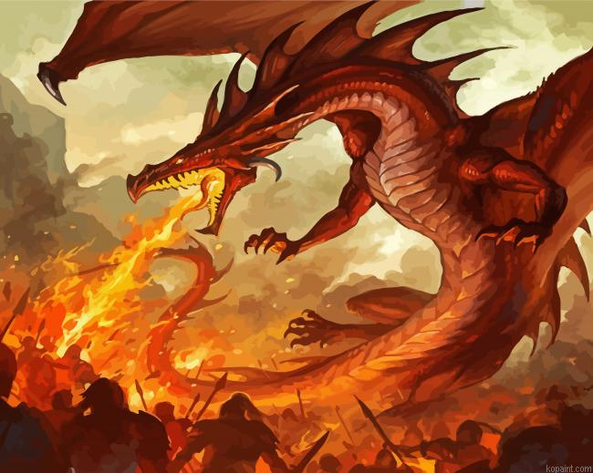 Fire Breathing Dragon Art Painting By Numberss.png