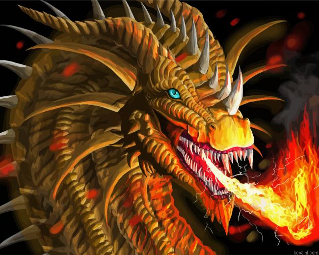 Fire Breathing Scary Dragon Painting By Numberss.png