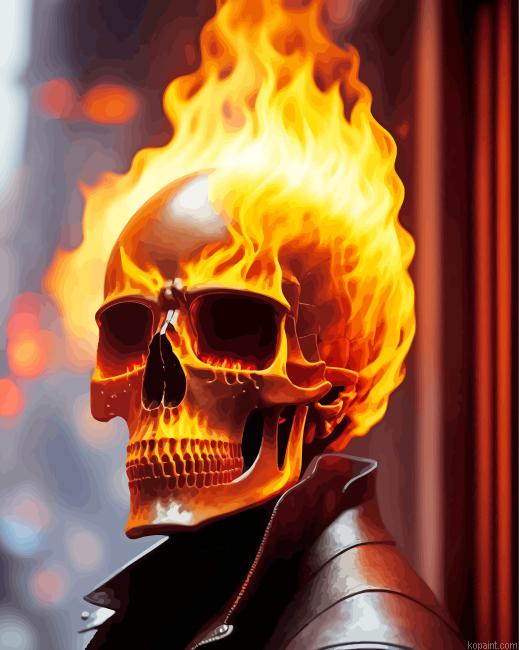 Fire Skull Art Painting By Numberss.png
