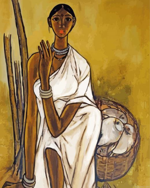 Fisherwoman Art Painting By Numberss.png