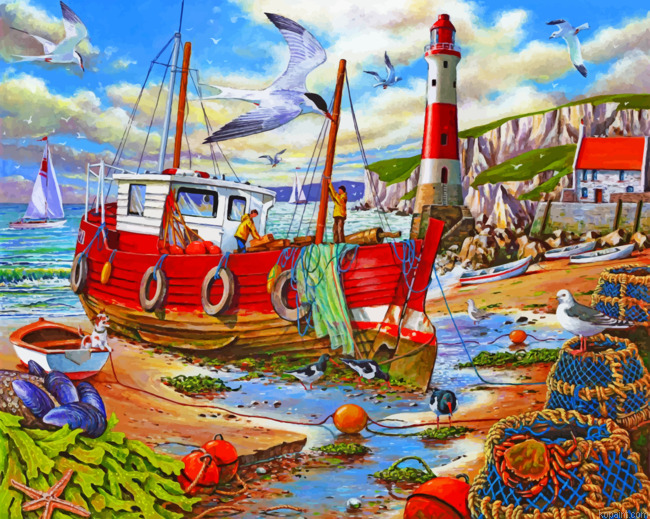 Fishing Boat Paint By Numbers