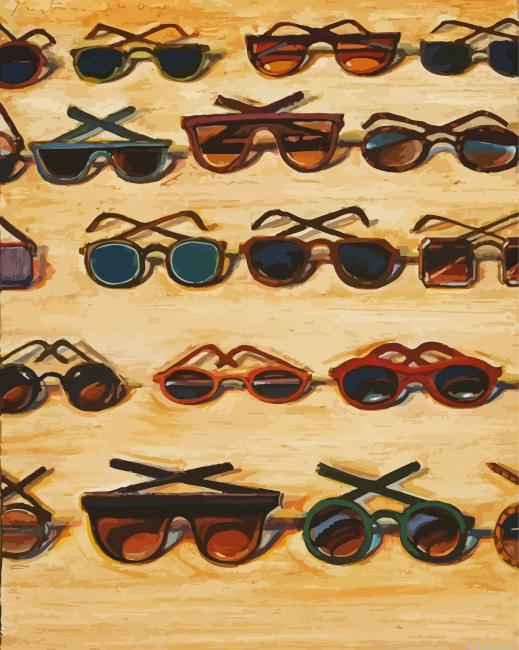 Five Rows Of Sunglasses Thiebaud Painting By Numberss.png