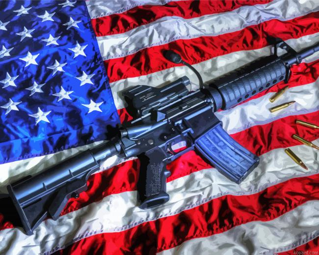 Flag American With Gun Painting By Numberss.png