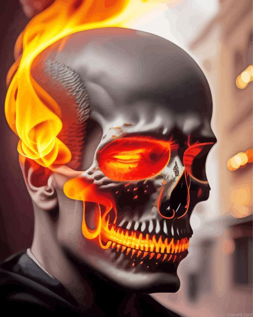 Flame Fire Skull Painting By Numberss.png
