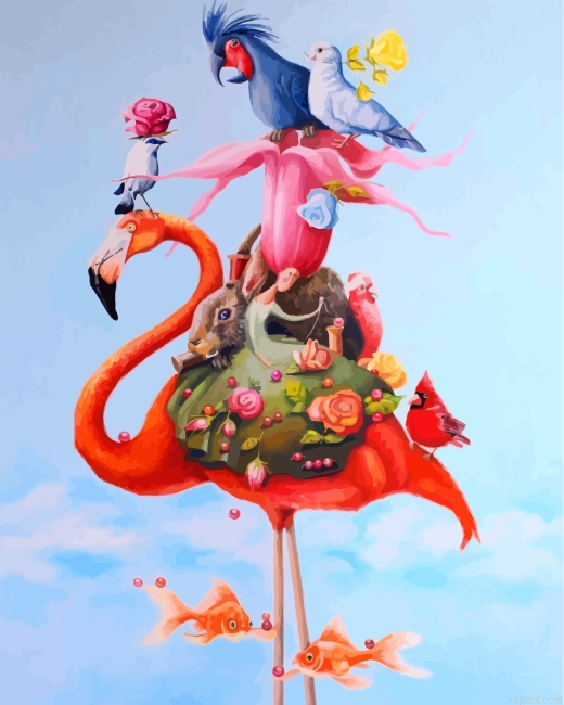 Flamingo And Animals Art Painting By Numberss.png