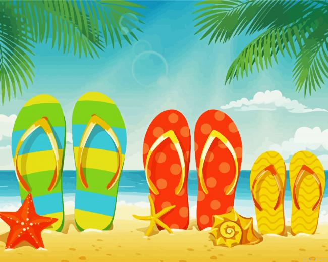 Flip Flop And Sea Shells Paint By Numbers
