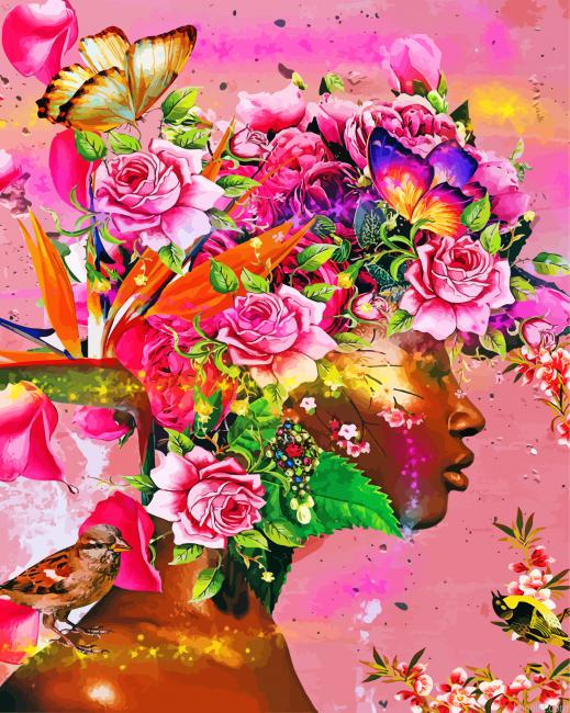 Floral Black Woman Painting By Numberss.png