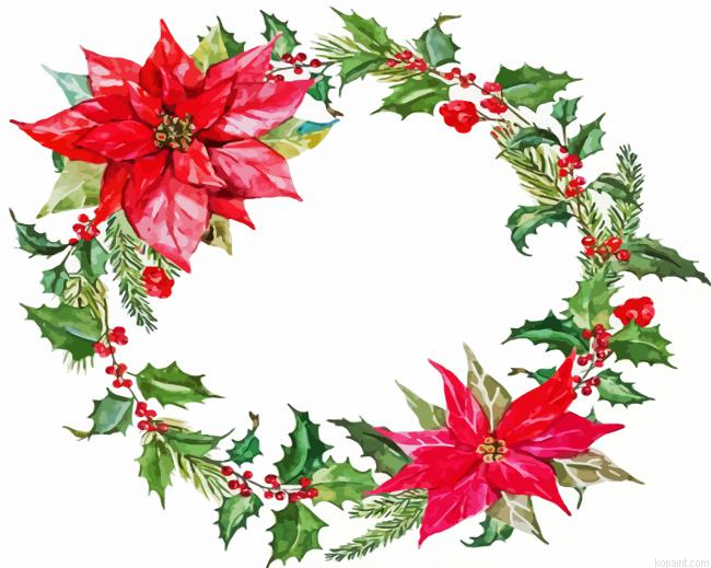 Floral Christmas Wreath Painting By Numberss.png