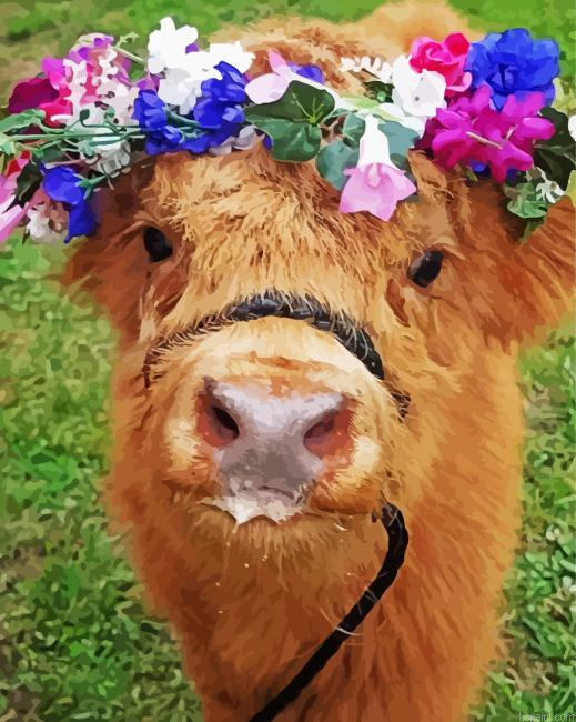 Floral Cow Paint By Numbers