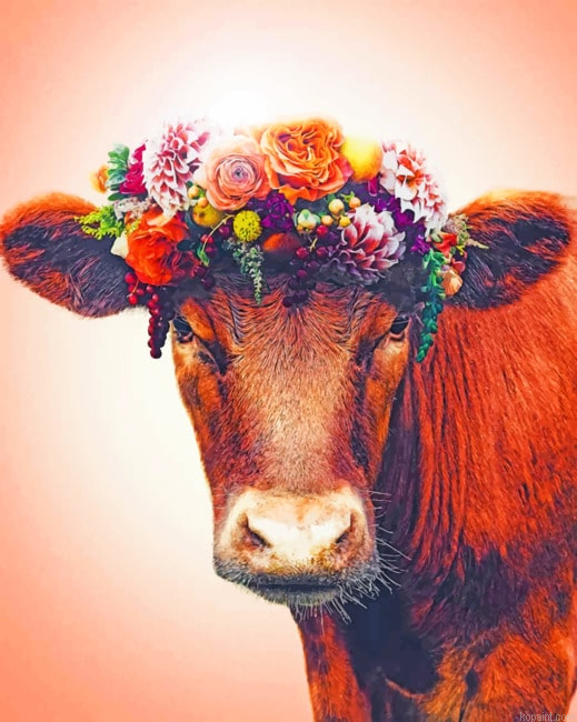 Floral Crown On Cow New Painting By Numberss.png