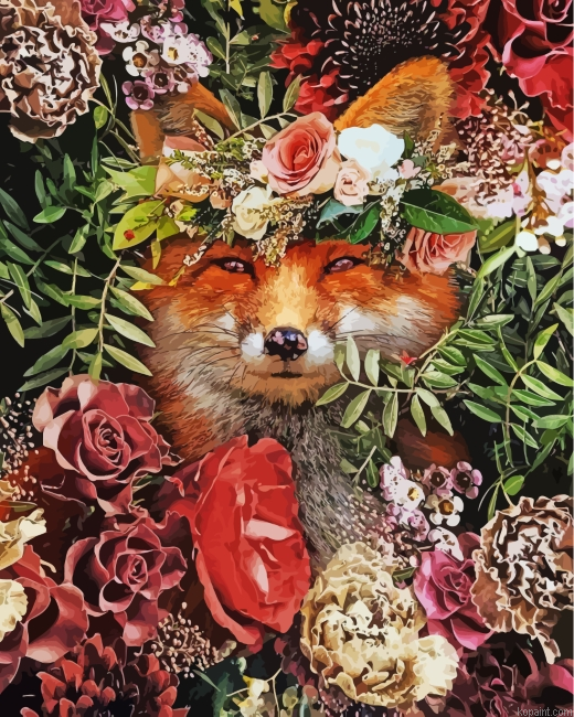 Floral Fox Painting By Numberss.png