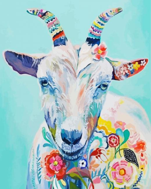 Floral Goat Painting By Numberss.png