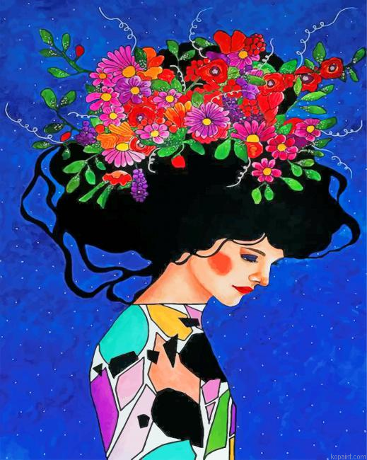 Floral Head Girl Painting By Numberss.png