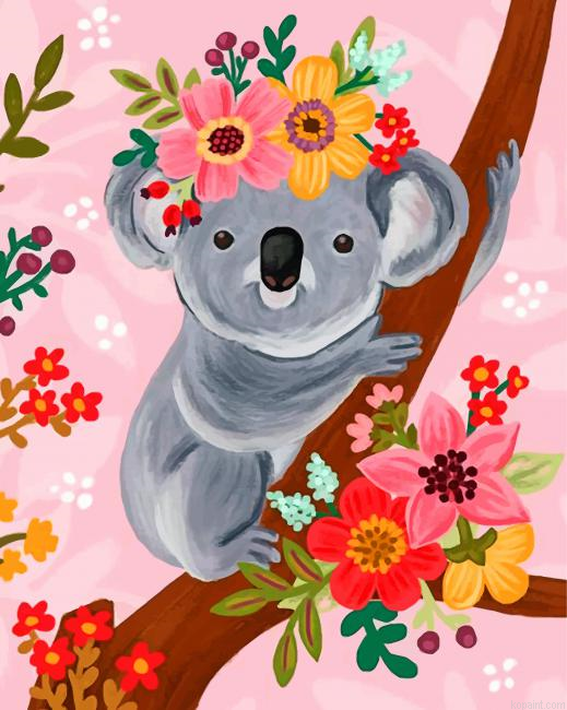 Floral Koala Paint By Numbers