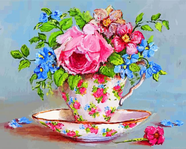 Floral Tea Cup Painting By Numberss.png