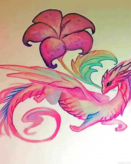 Flower Dragon Art Painting By Numberss.png