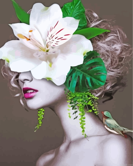 Flower Lady Painting By Numberss.png