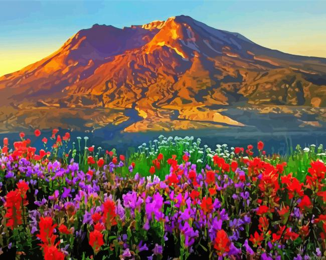 Flower Mountain Landscape Painting By Numberss.png