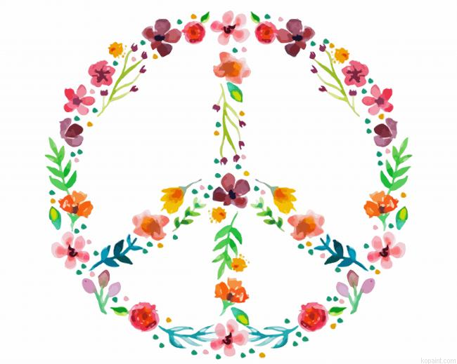 Flower Peace Sign Paint By Numbers