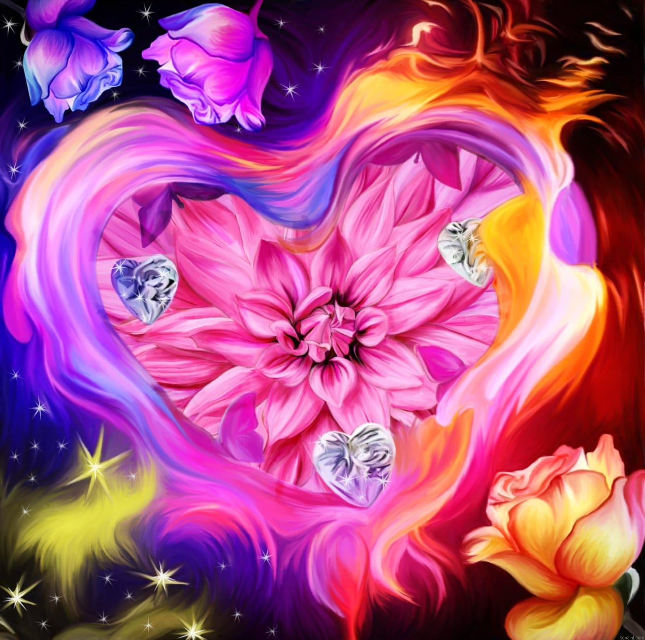Flower Of Love Flowers Painting By Numberss.png