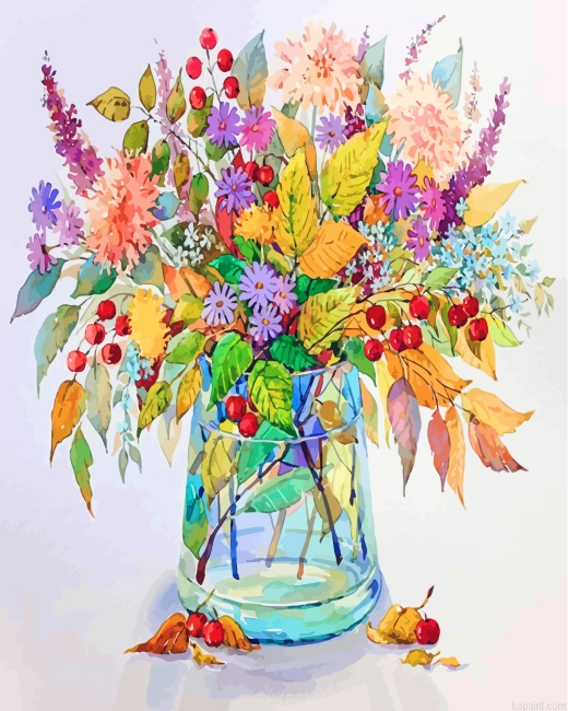 Flowering Plants Vase Painting By Numberss.png